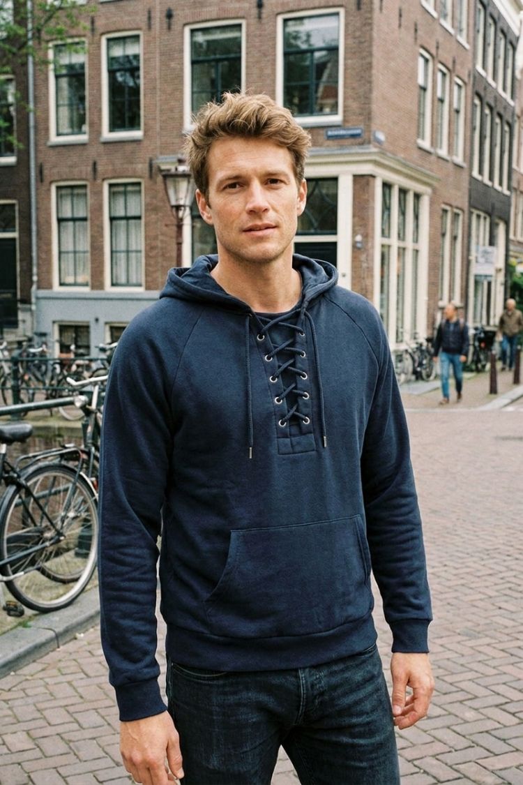 Herren Schnür-Hoodie | Kapuzen-Pullover-Design
