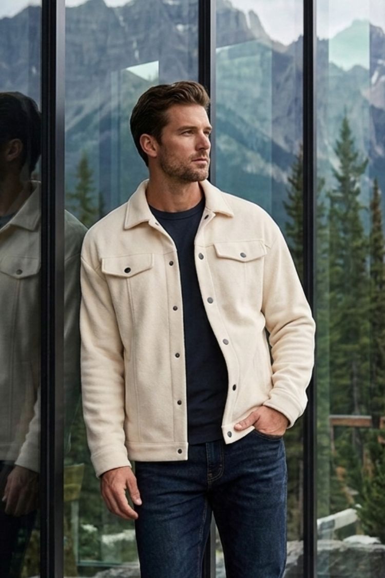 Herren Trucker Jacke | Druckknopf