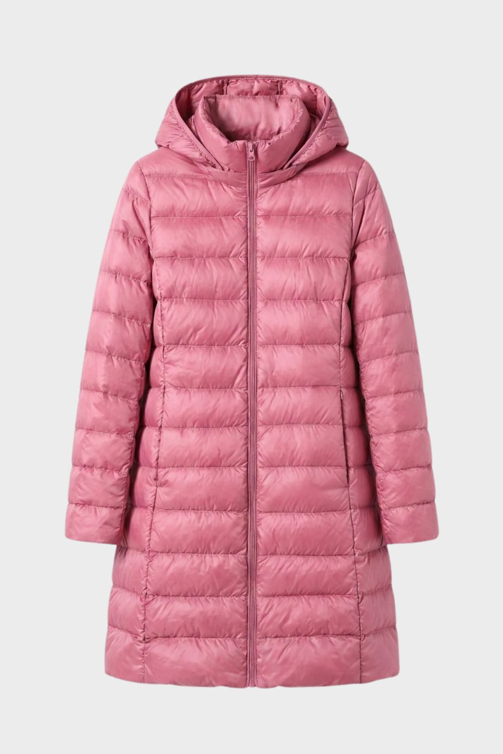 Damen Lange Pufferjacke | Kapuze & Steppdesign