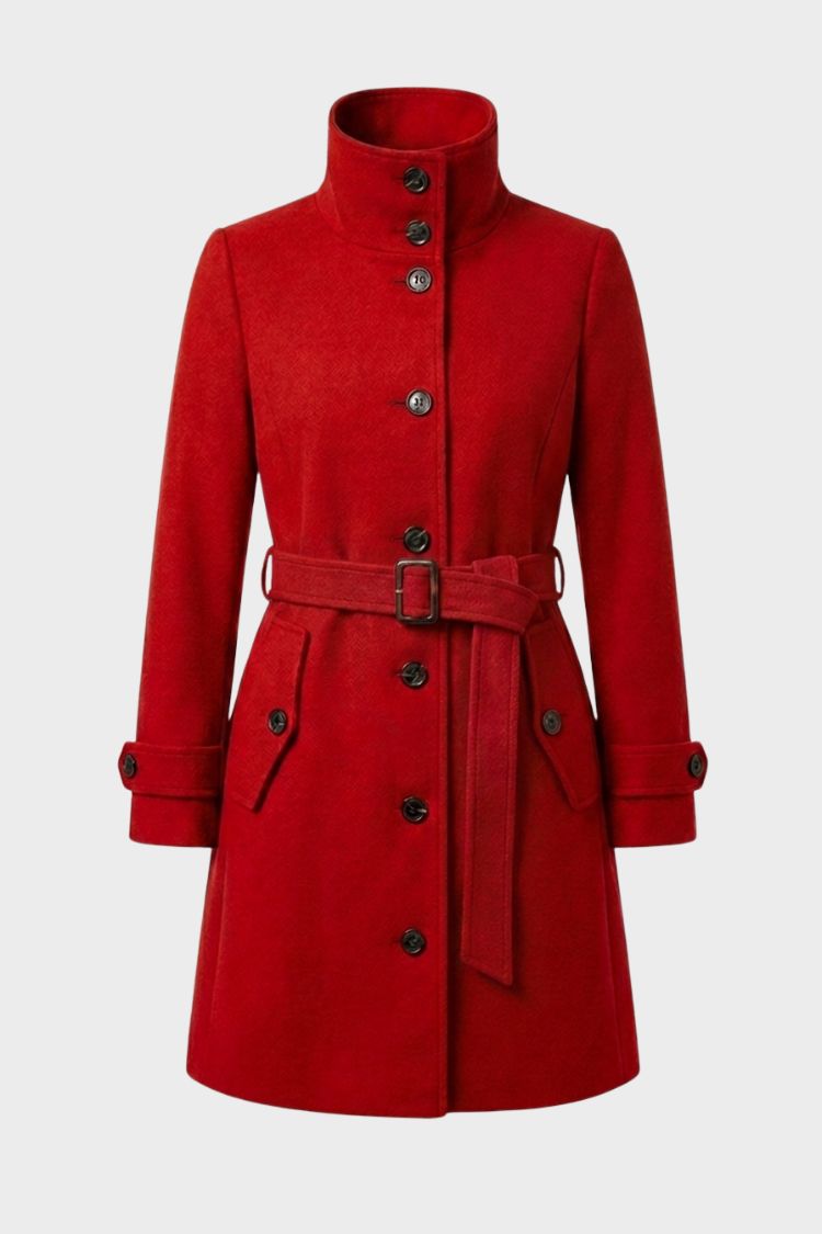 Damen Langer Trenchcoat | Taillierte Knopffront