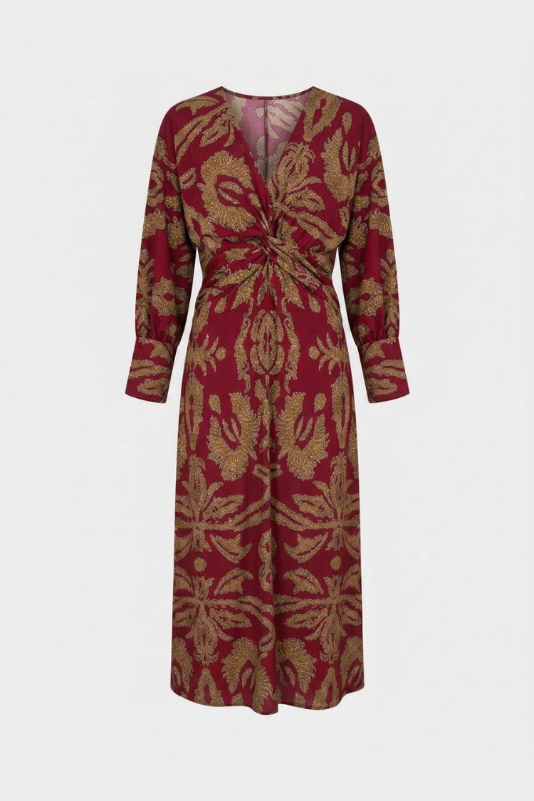 Damen Wickel-Midikleid - V-Ausschnitt