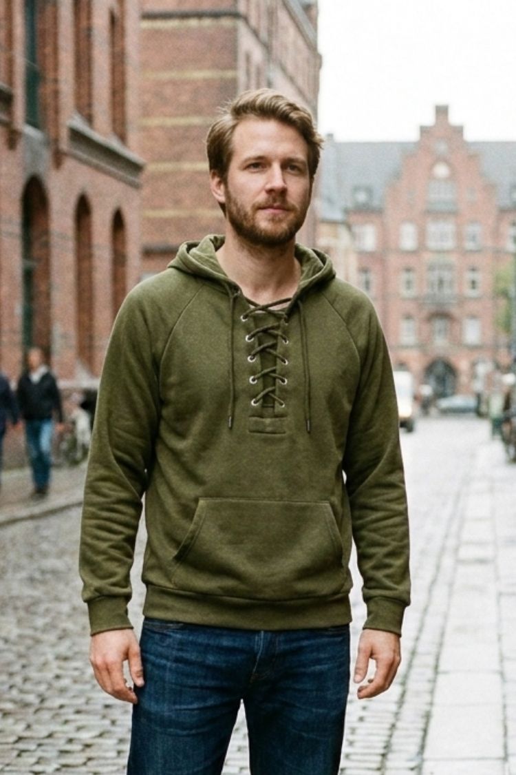 Herren Schnür-Hoodie | Kapuzen-Pullover-Design