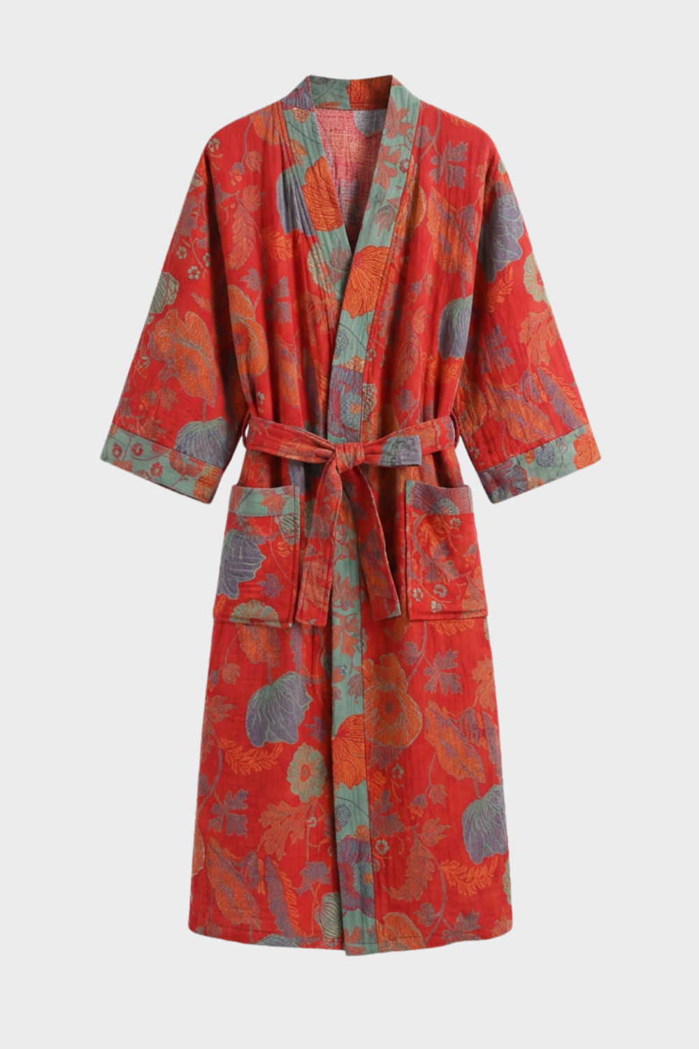 Damen Kimono | Bademantel knielang Gürtel