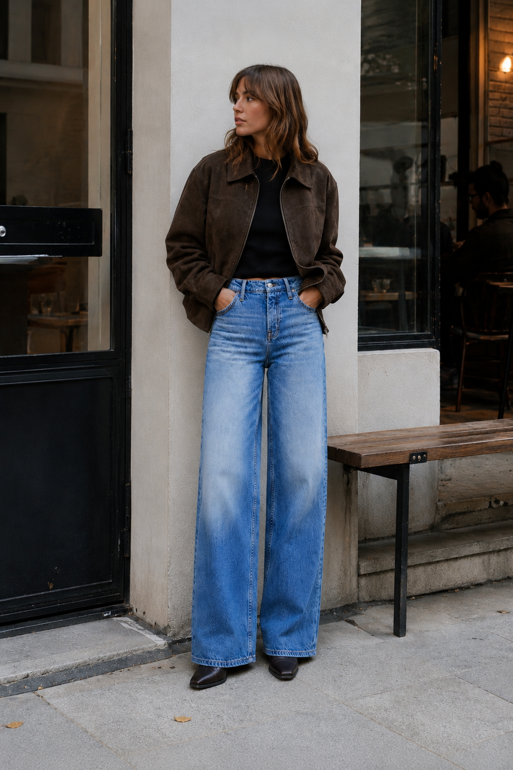 Damen Wide-Leg Jeans 70er High-Waist – Rückansicht