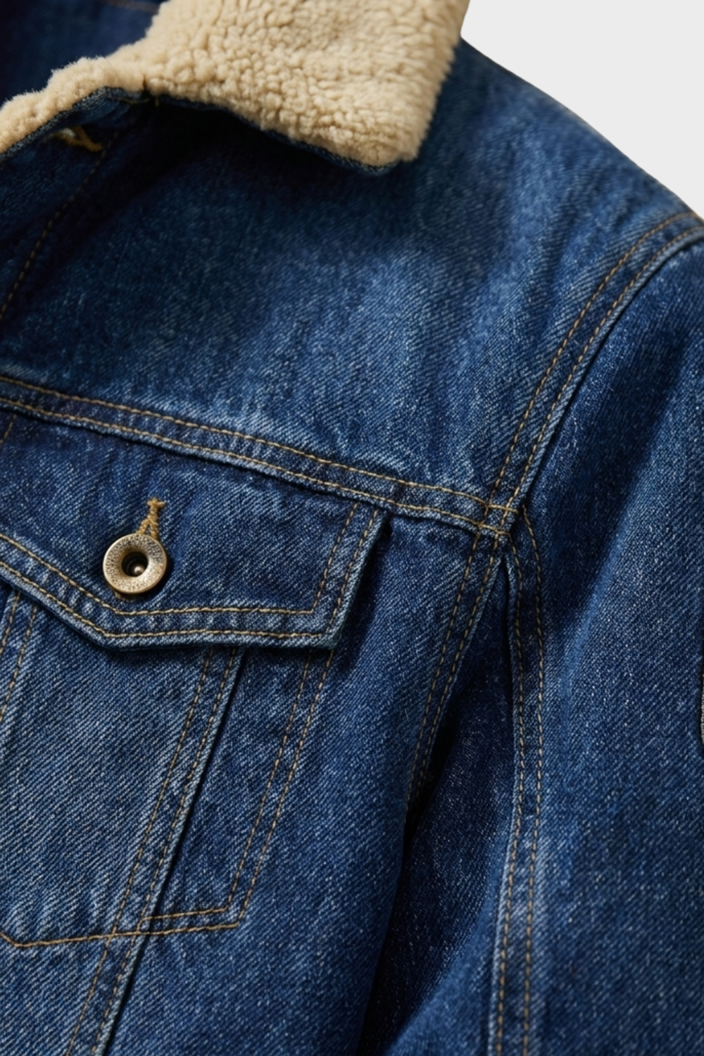 Herren Jeansjacke Fellkragen Knopfleiste – Profil-Ansicht