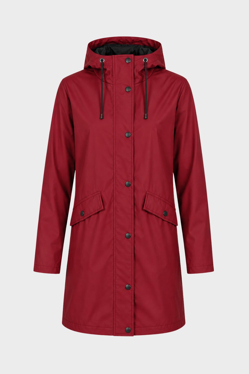 Damen Lange Kapuzenjacke | Knopfleiste