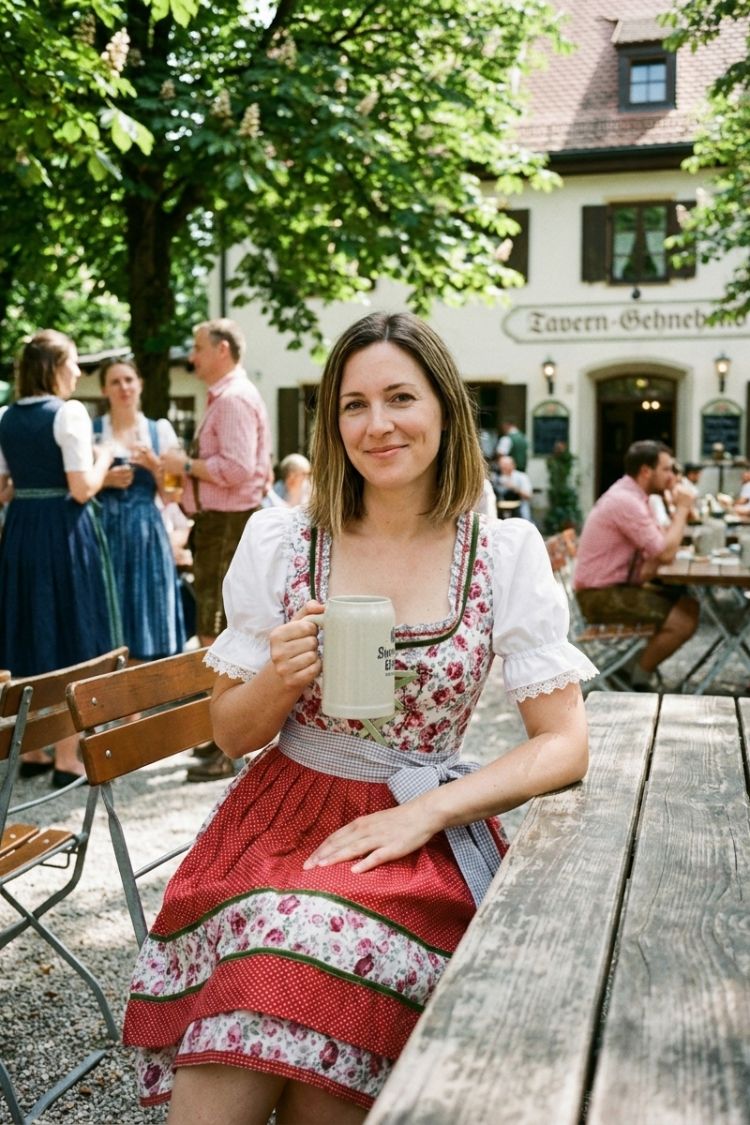 Damen Oktoberfest-Kostümkleid | Blumenmuster & Schnürmieder