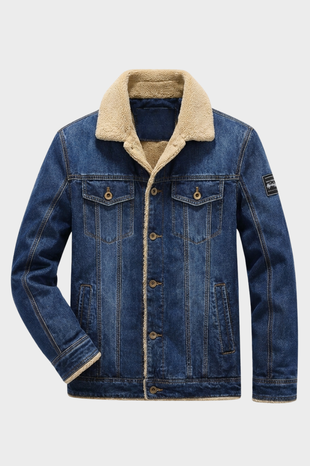Herren Jeansjacke Fellkragen Knopfleiste – Hauptansicht