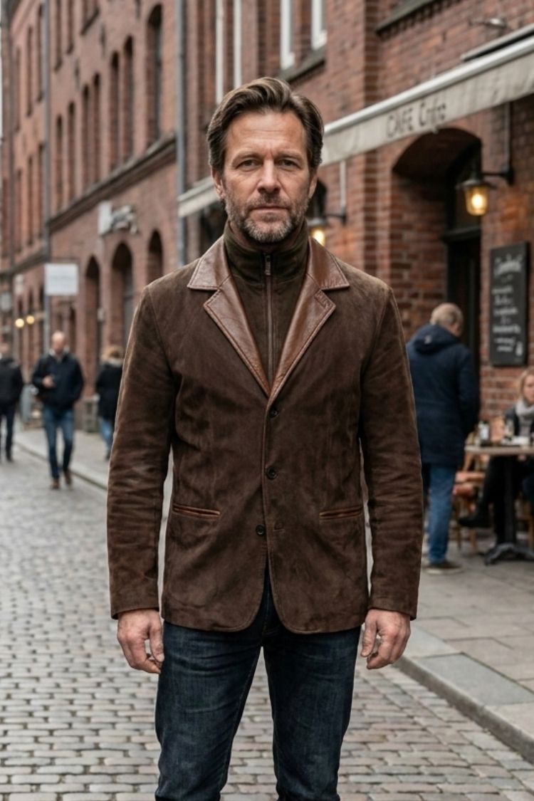 Herren Sakko mit Kontrastkragen | Knopfverschluss