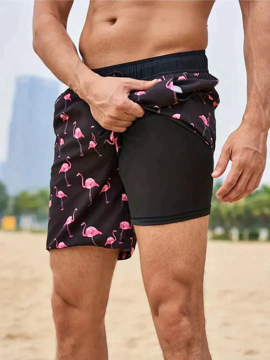 Herren Badeshorts Tropical Quick-Dry – Profil-Ansicht
