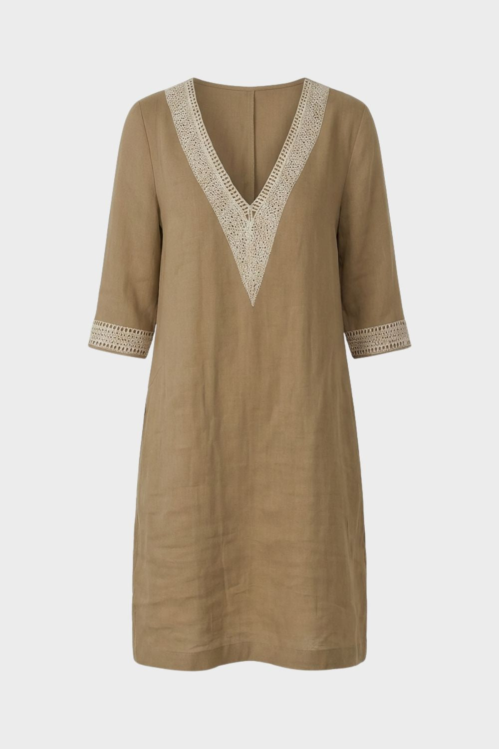 Damen Kleid V-Ausschnitt 3/4 Ärmel – Lifestyle-Look