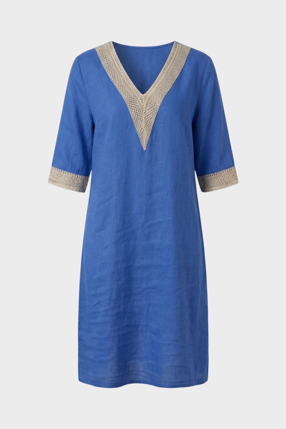 Damen Kleid V-Ausschnitt 3/4 Ärmel – Rückansicht