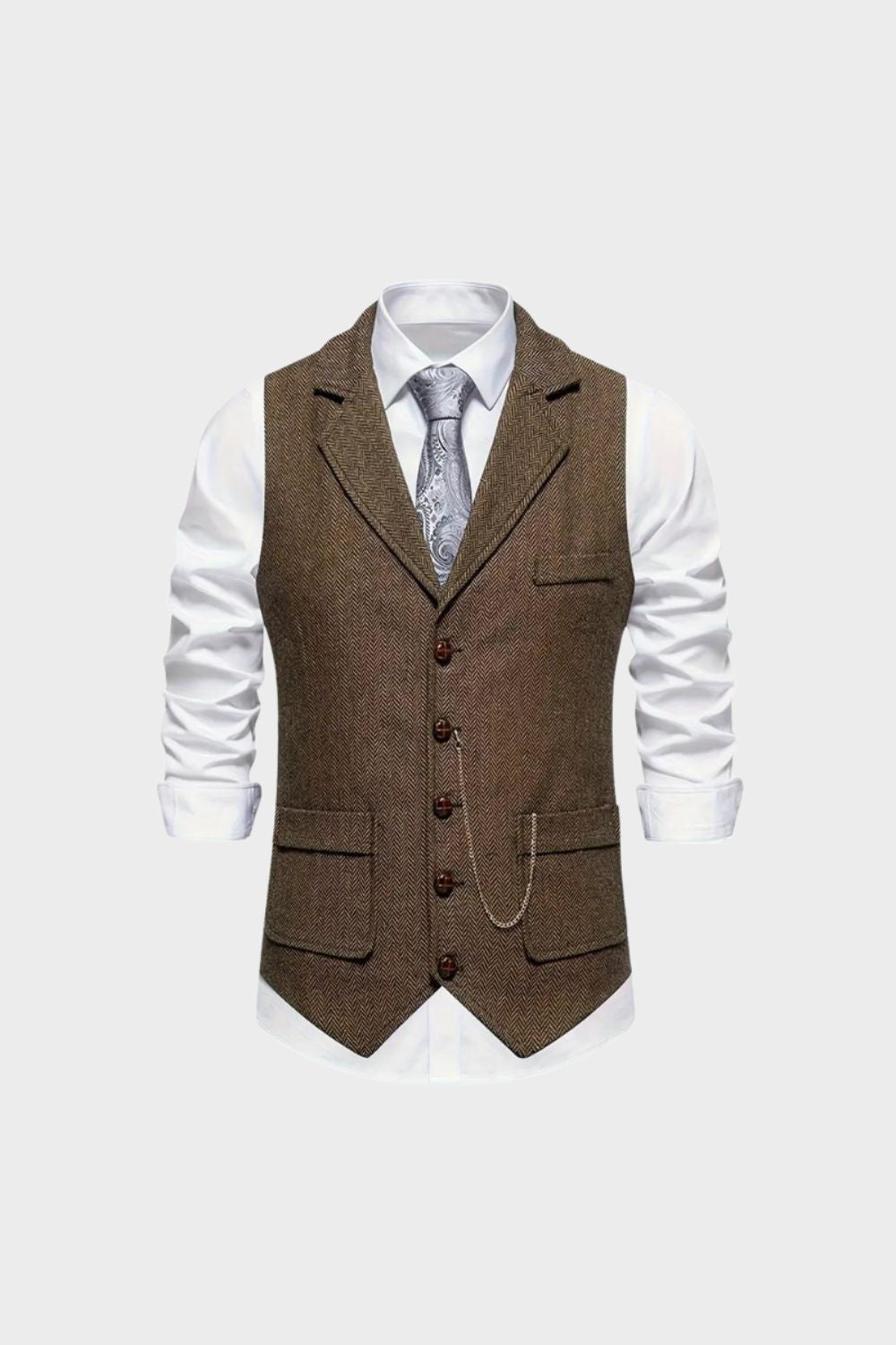 Herren Tweed-Anzugweste Reverskragen – Hauptansicht