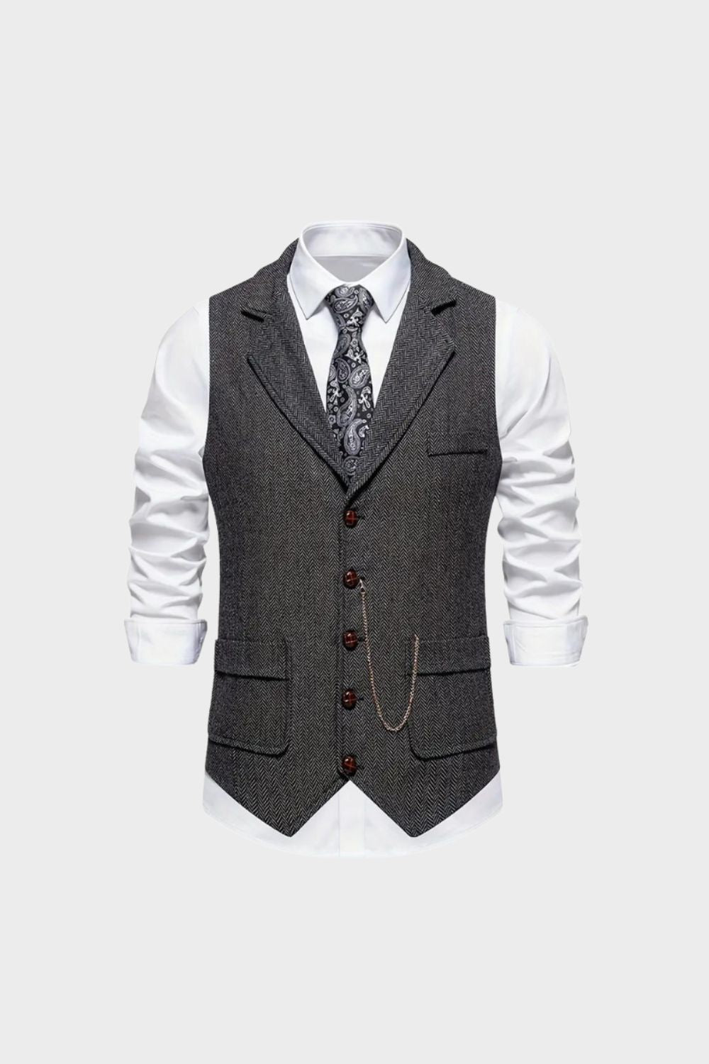 Herren Tweed-Anzugweste Reverskragen – Lifestyle-Look