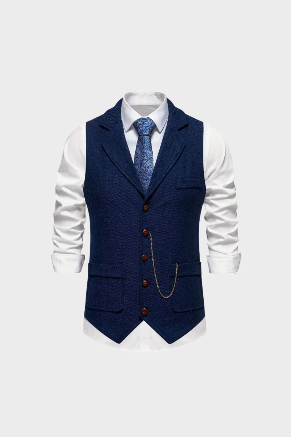 Herren Tweed-Anzugweste Reverskragen – Material-Detail