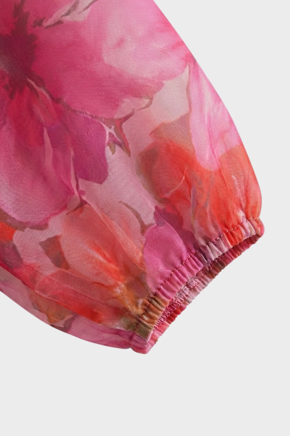 Damen Kleid Blumenmuster Puffärmel – Detail-Ansicht
