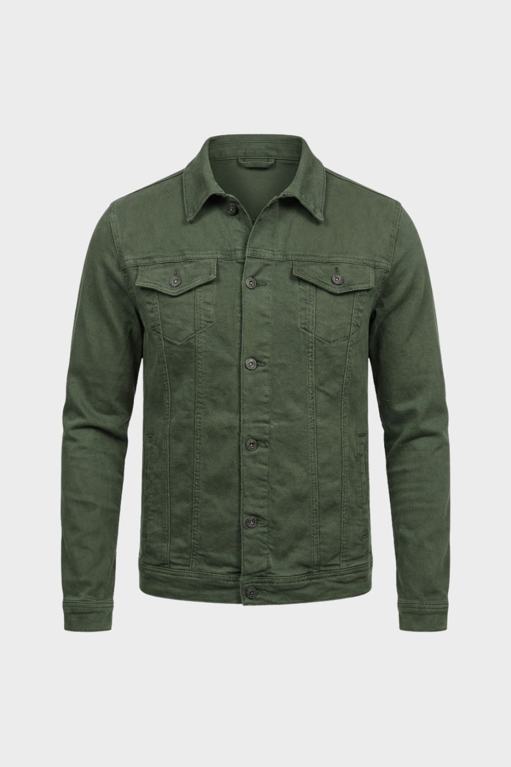 Herren Jeansjacke Knopfleiste Brusttaschen – Hauptansicht