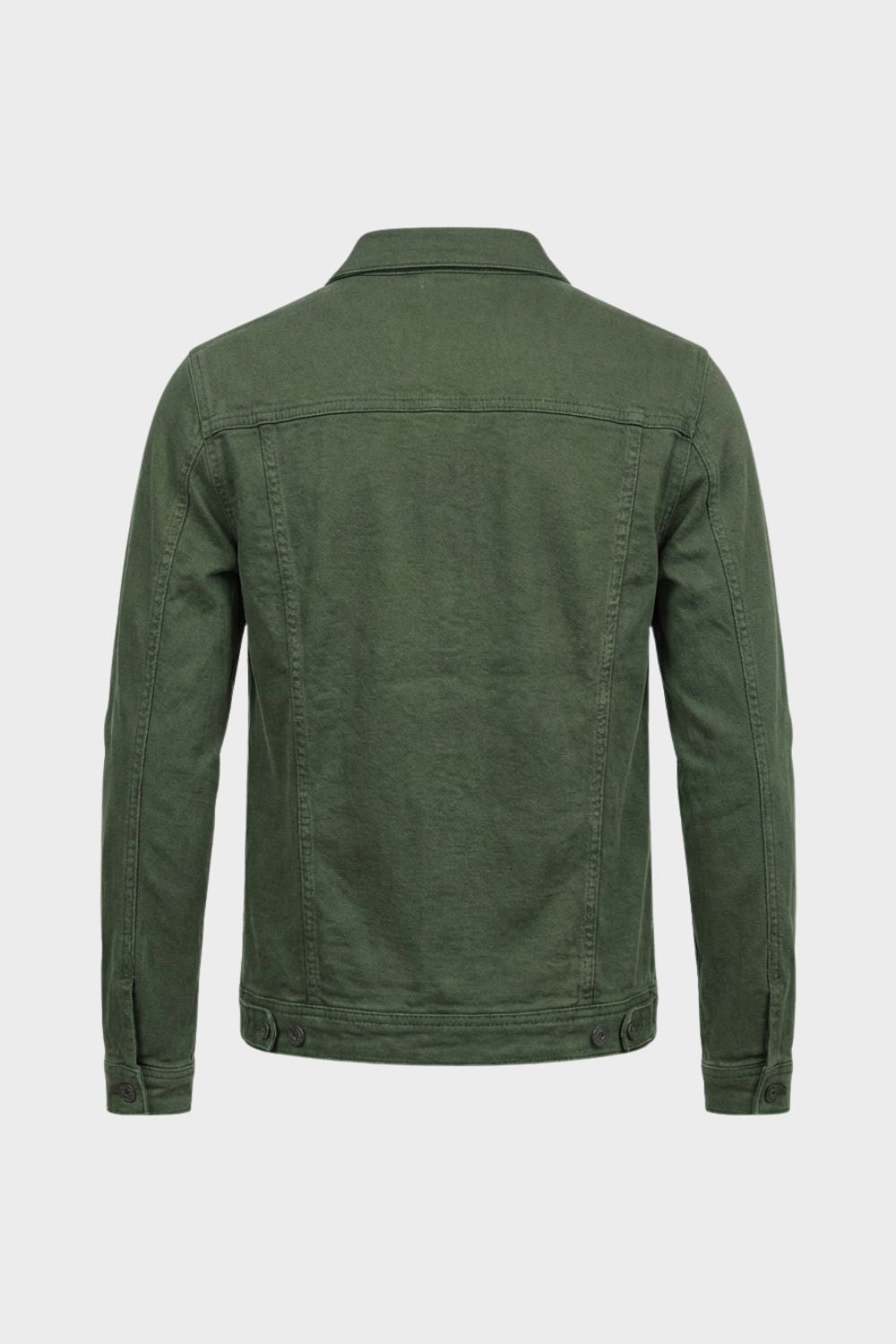 Herren Jeansjacke Knopfleiste Brusttaschen – Profil-Ansicht