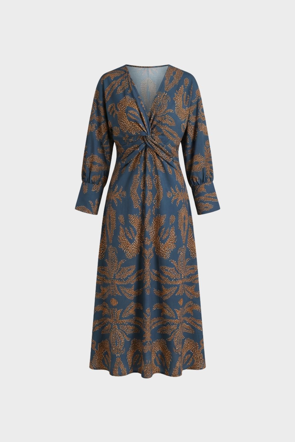 Damen Midikleid V-Ausschnitt Print – Hauptansicht