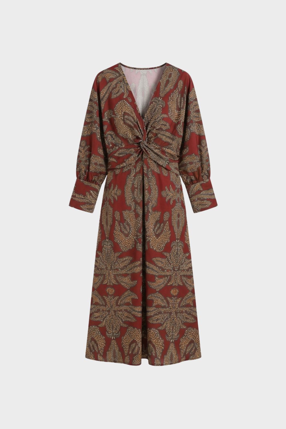 Damen Midikleid V-Ausschnitt Print – Material-Detail