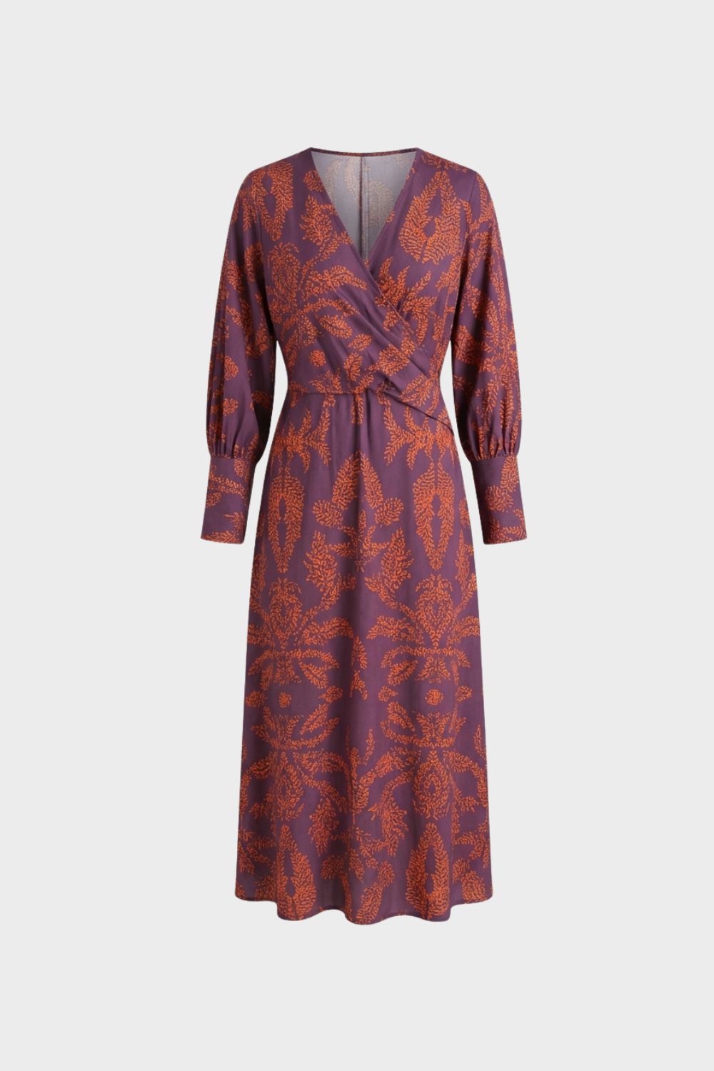 Damen Midikleid V-Ausschnitt Print – Rückansicht
