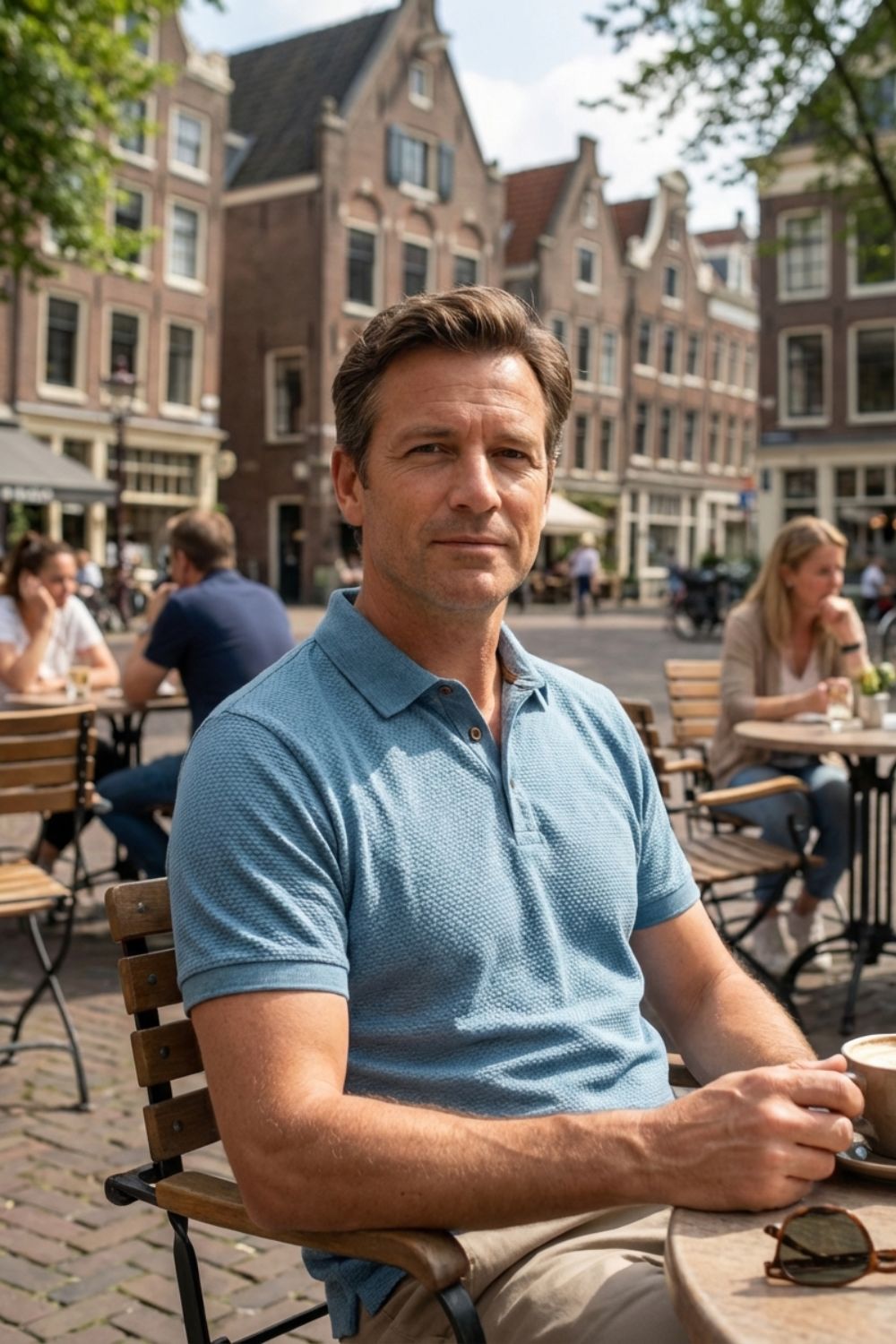 Herren Poloshirt Kurzarm Knopfleiste – Sicht von oben