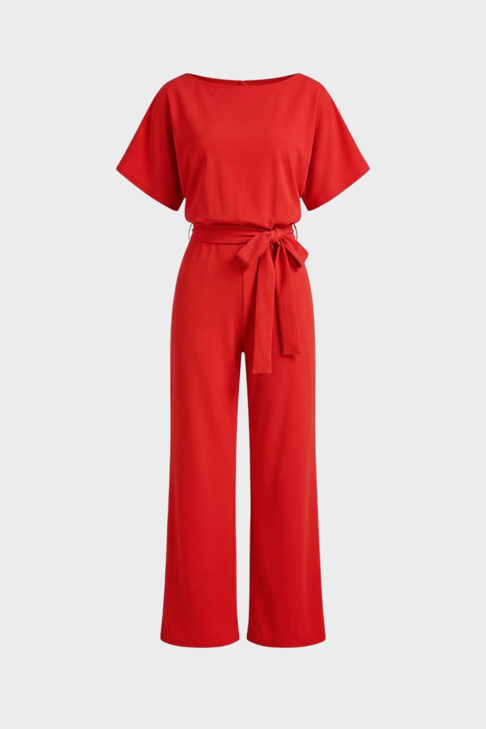 Damen Jumpsuit Lang Bindegürtel Kurzarm – Größentabelle