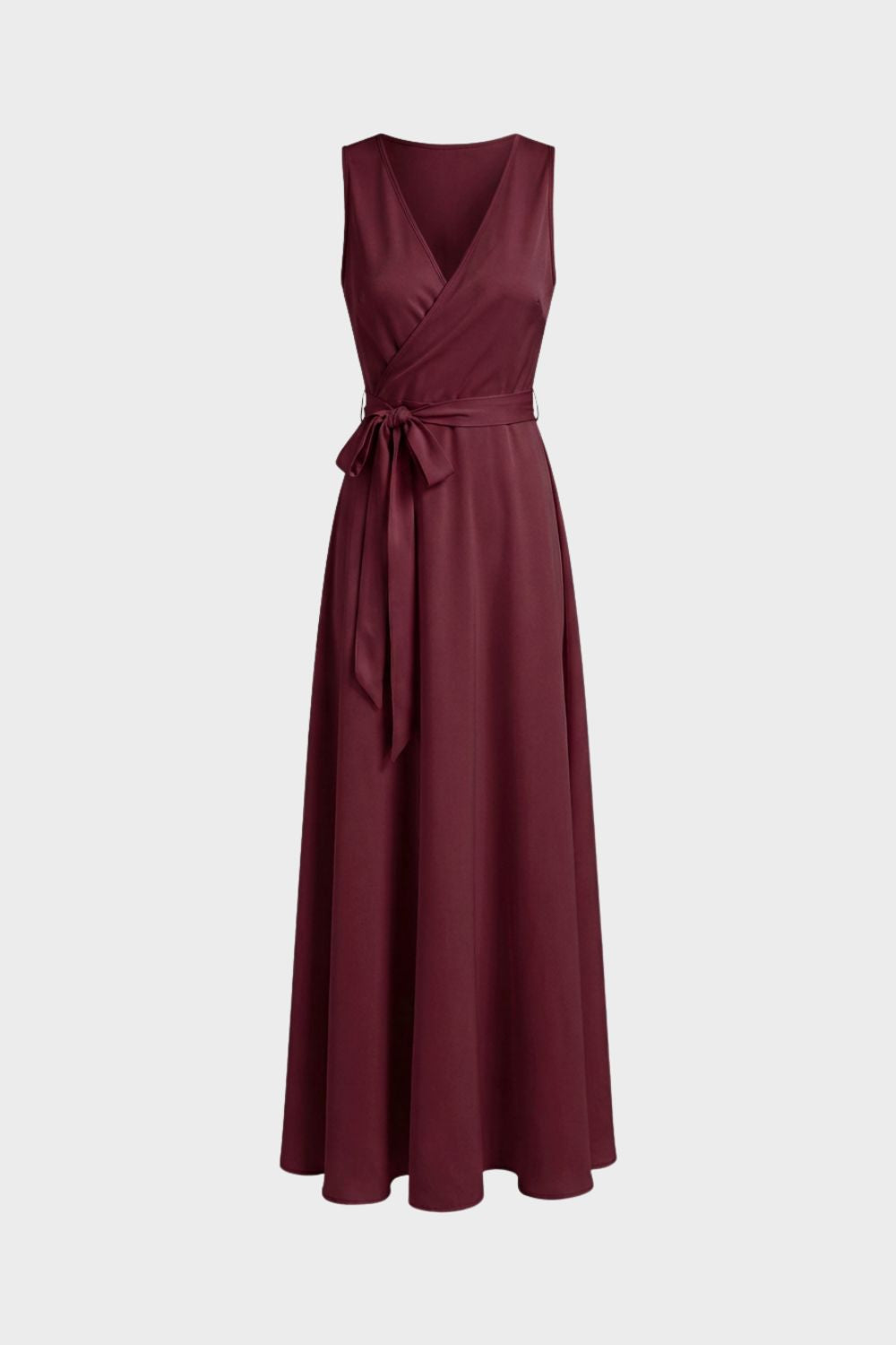 Damen Maxikleid V-Ausschnitt Bindegürtel – Material-Detail