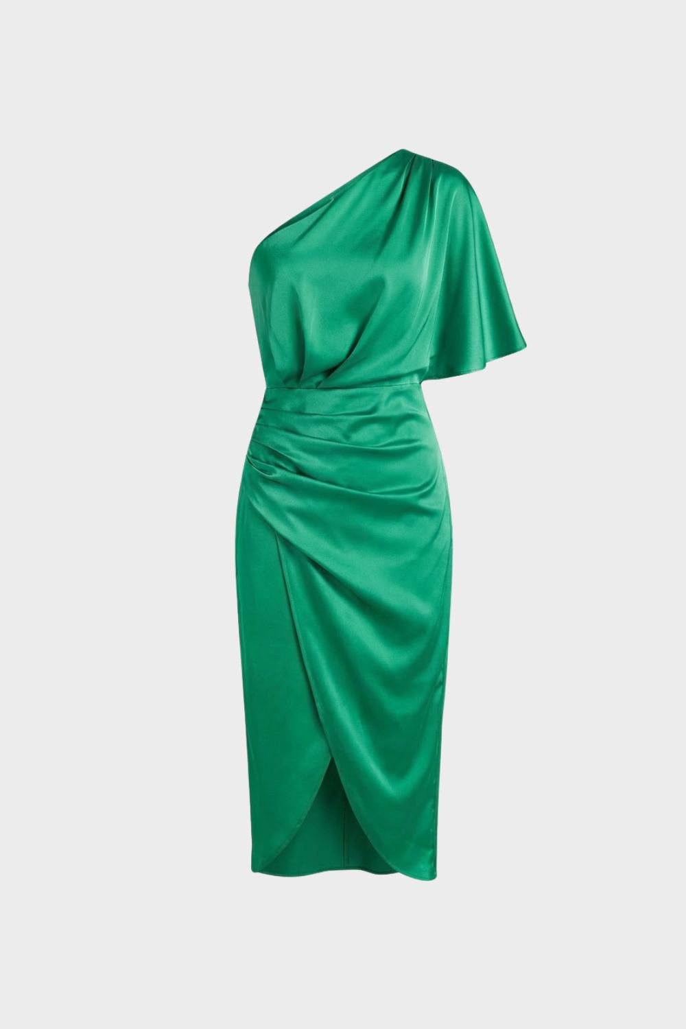 Damen Midikleid One-Shoulder Drapierung – Rückansicht