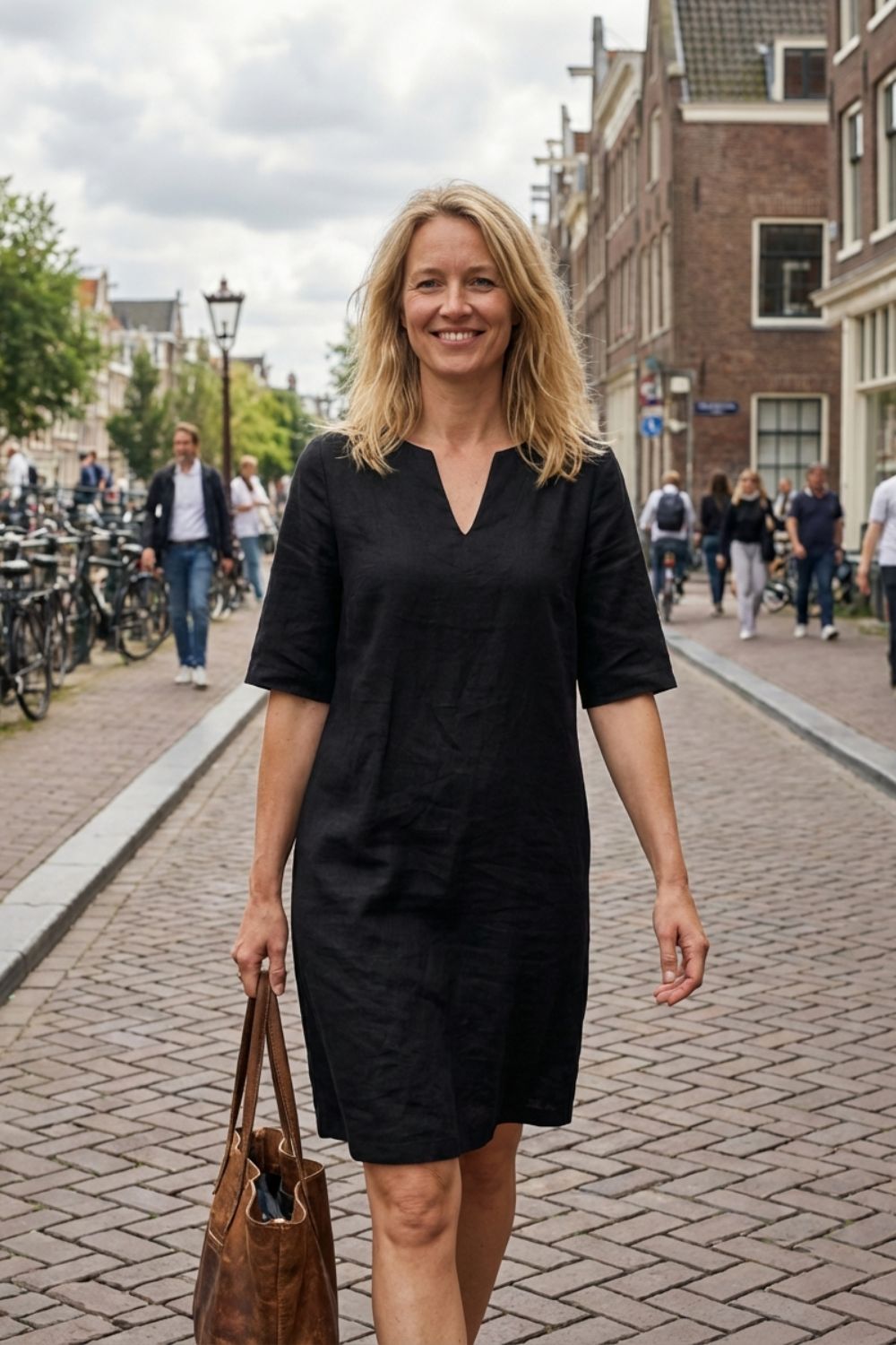 Damen Sommerkleid Kurzarm V-Ausschnitt – Sicht von oben