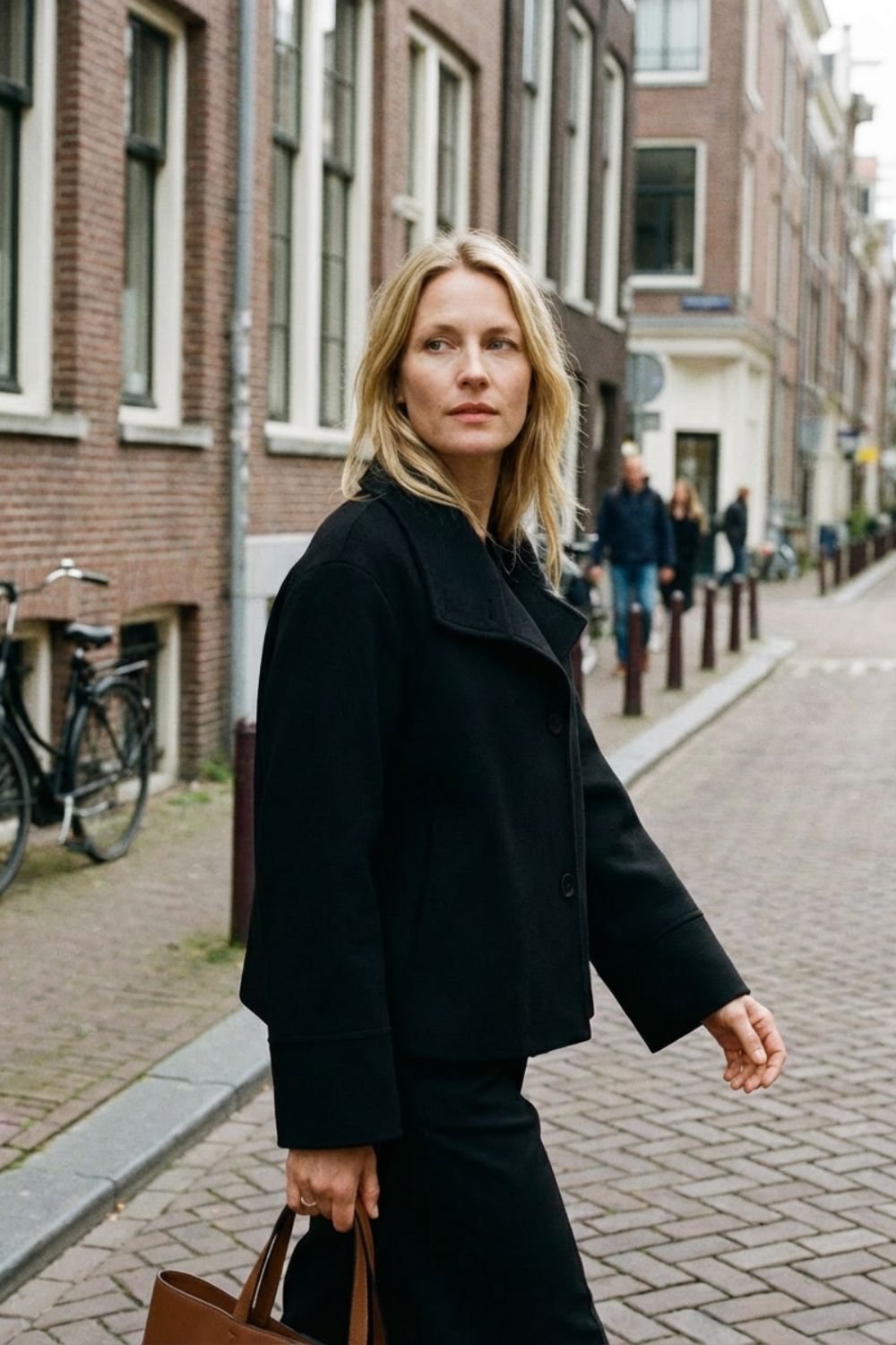 Damen Kurzjacke Reverskragen Knopfleiste – Sicht von oben
