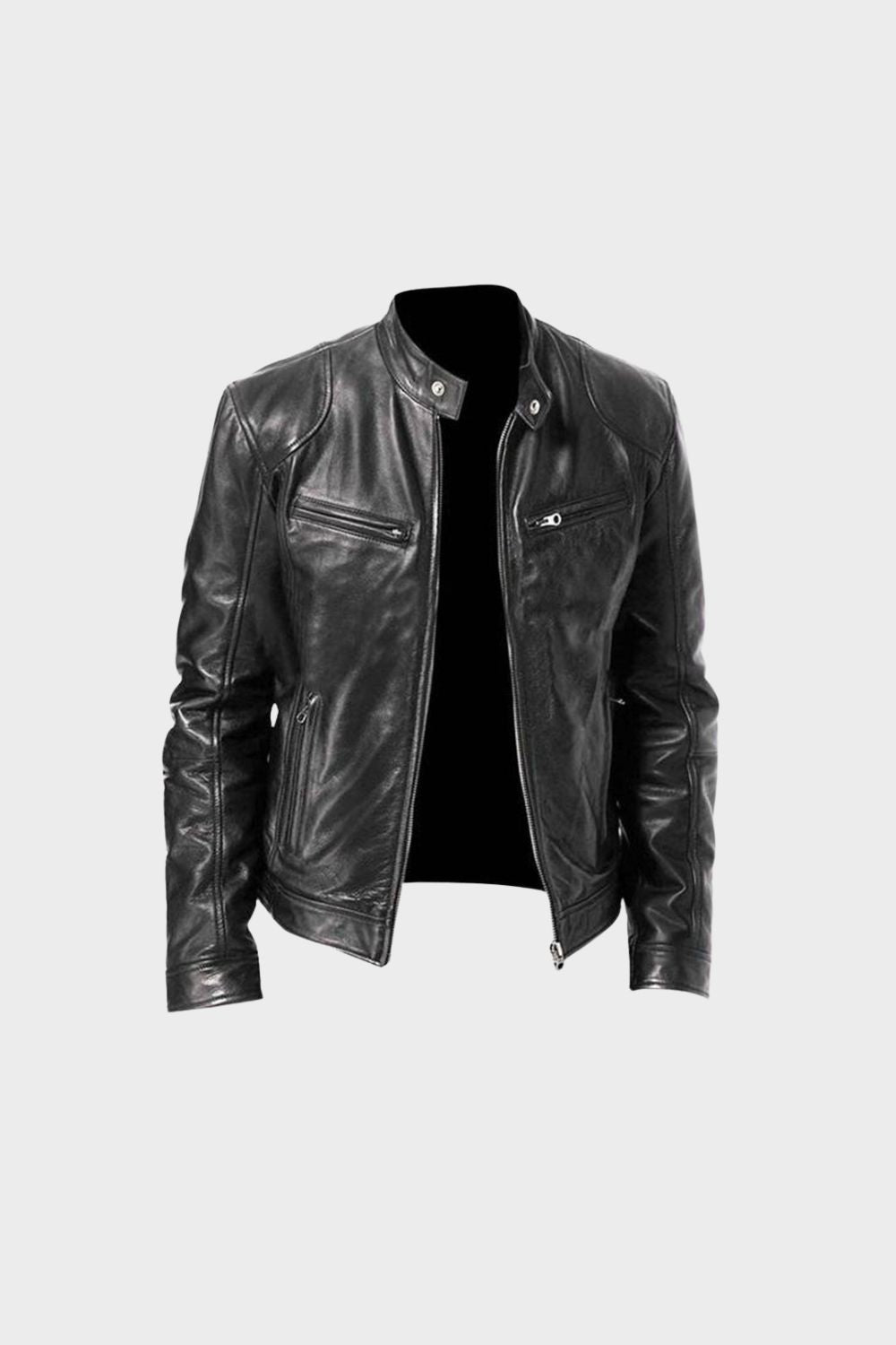 Herren Bikerjacke Leder Stehkragen – Lifestyle-Look