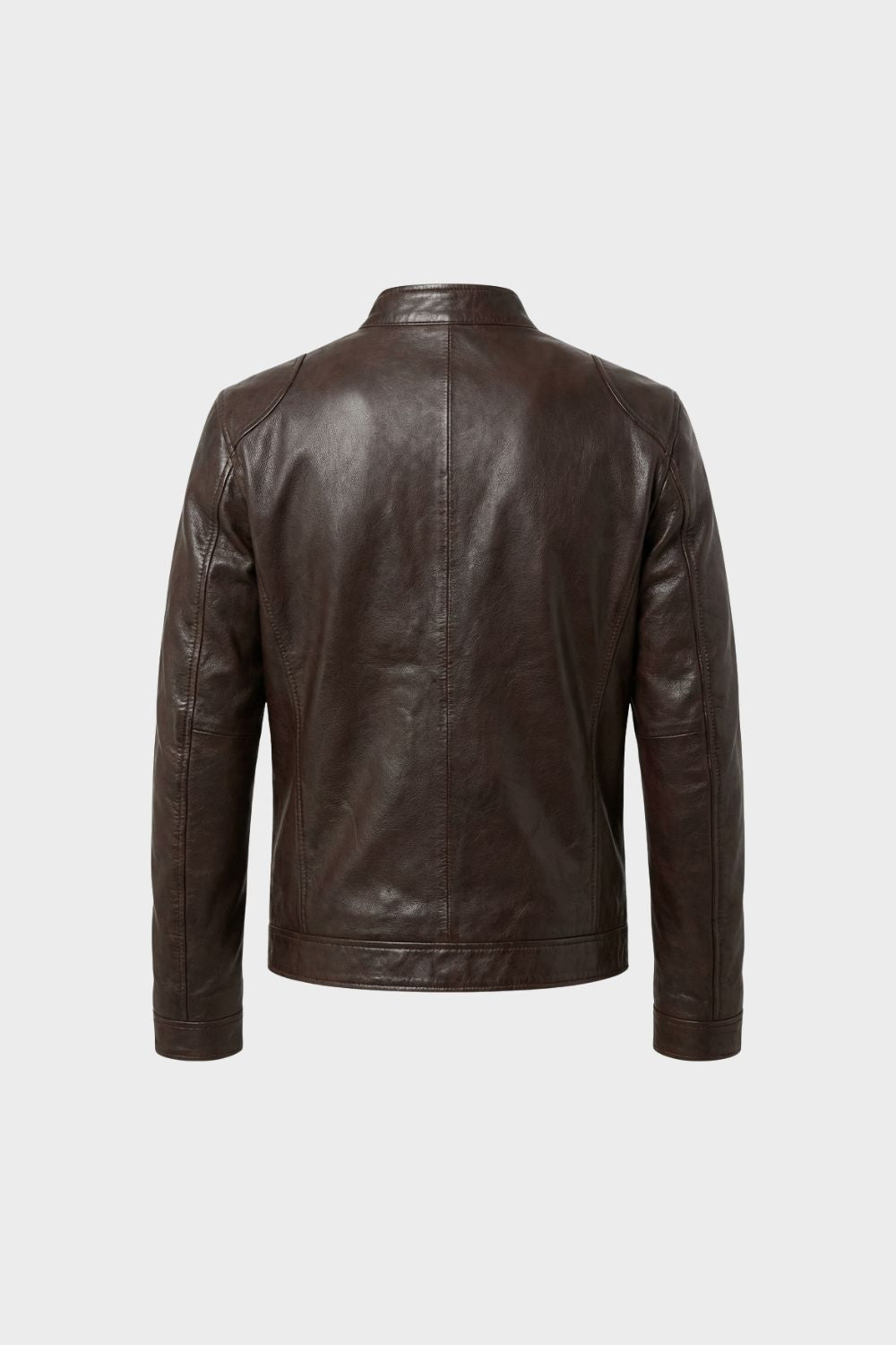 Herren Bikerjacke Leder Stehkragen – Profil-Ansicht