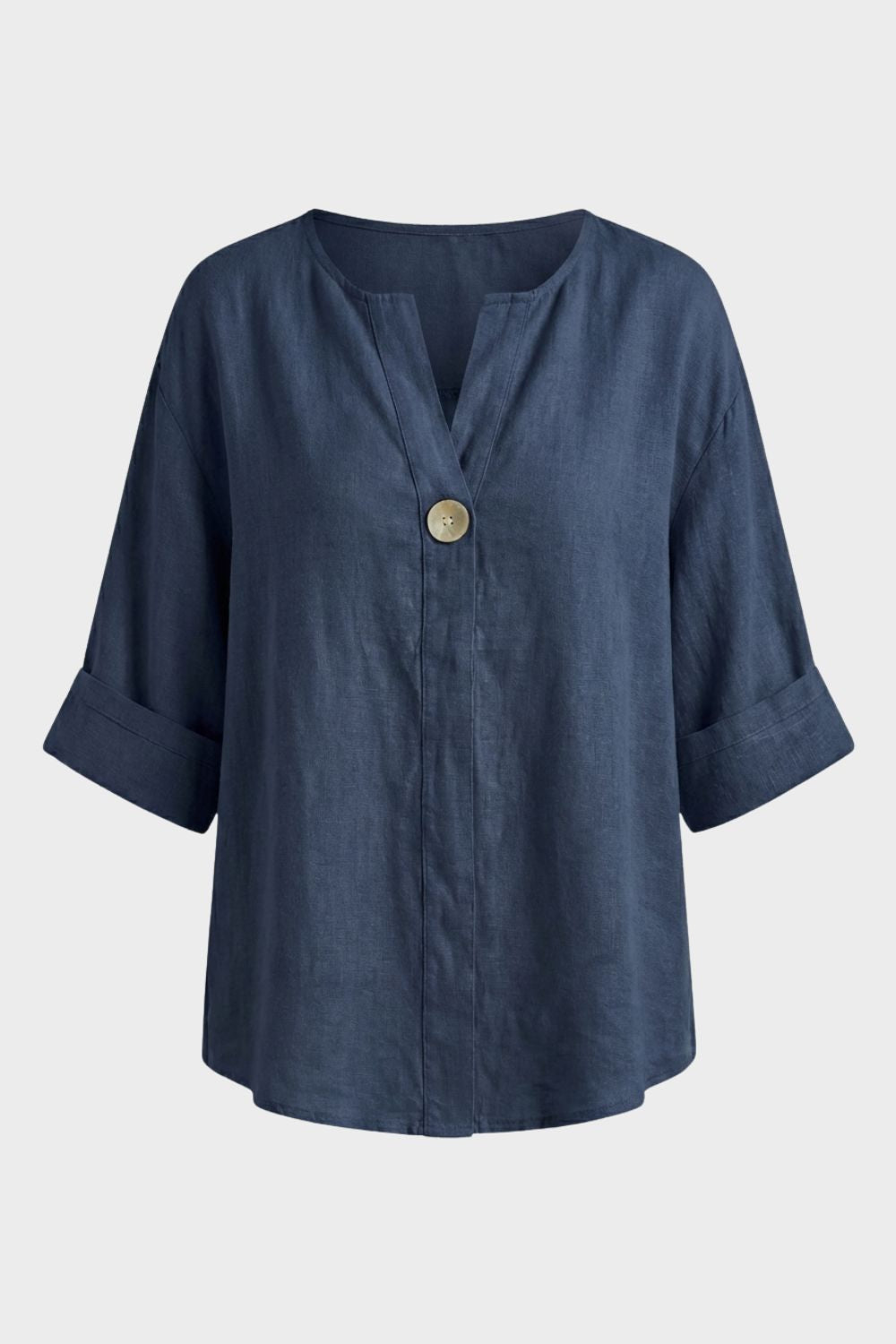 Damen Leinenbluse V-Ausschnitt Knopf – Größentabelle
