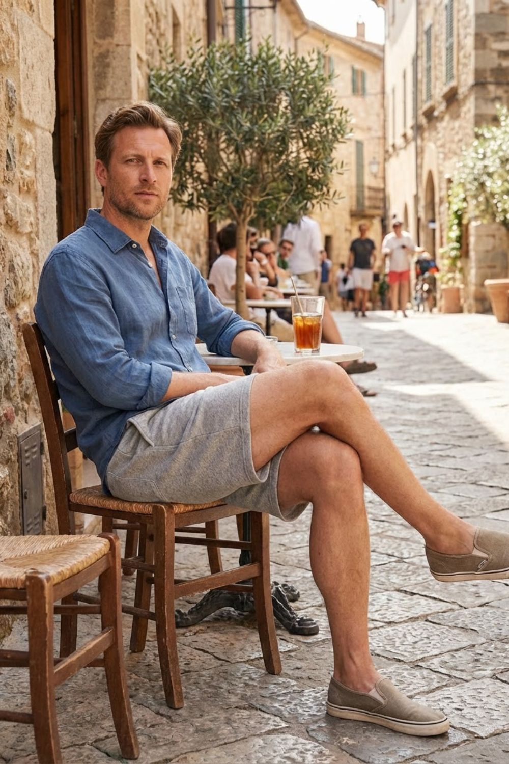 Herren Sweatshorts Kordelzug elastisch – Sicht von oben