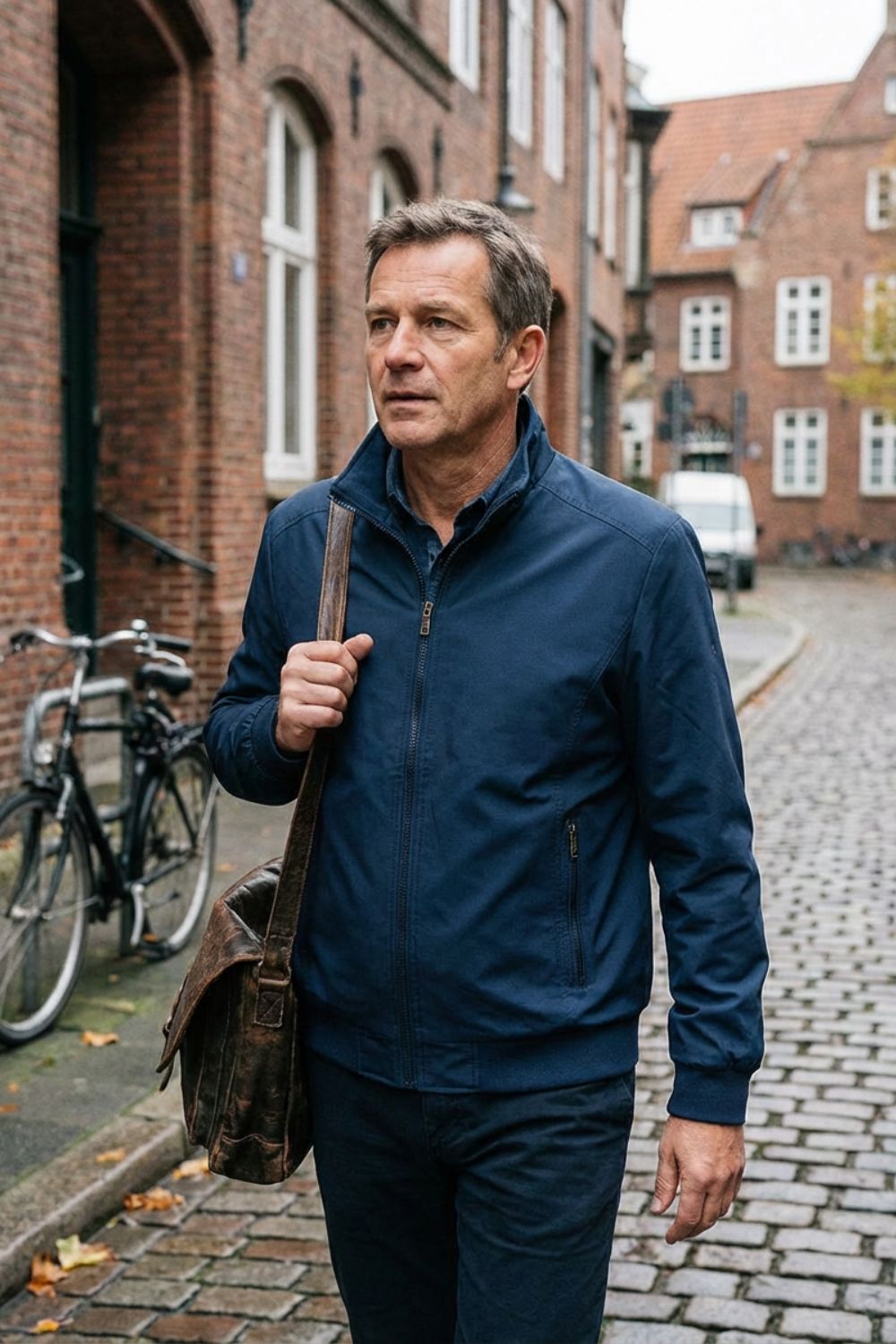 Herren Übergangsjacke Stehkragen Reißverschluss – Sicht von oben