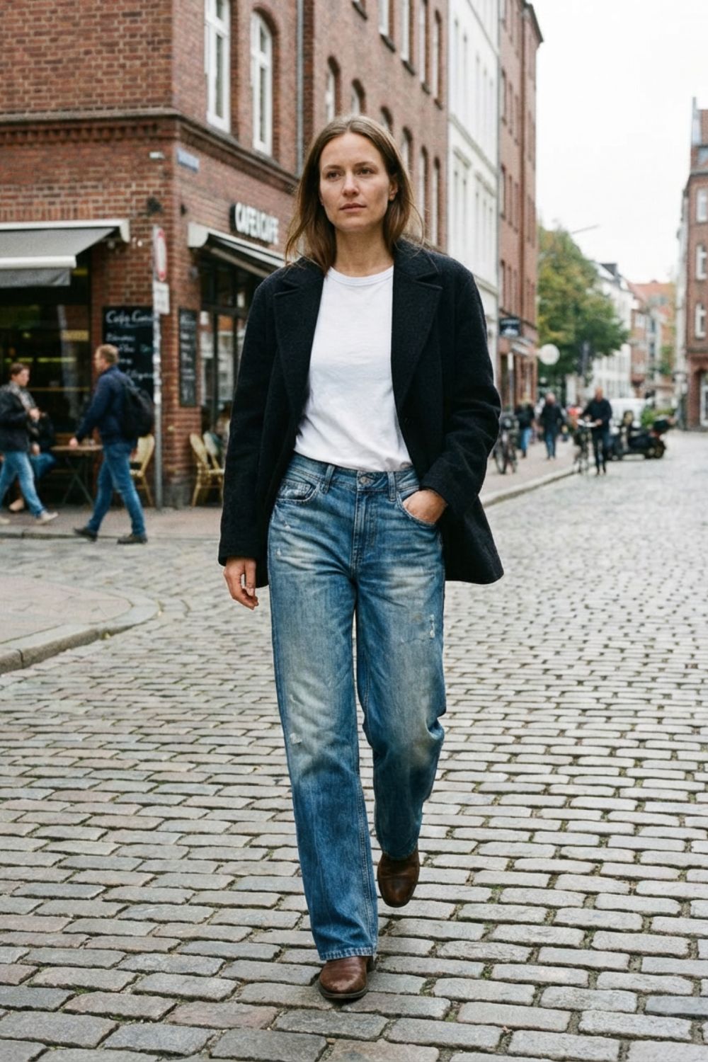 Damen Wide-Leg Jeans High Waist Used – Sicht von oben