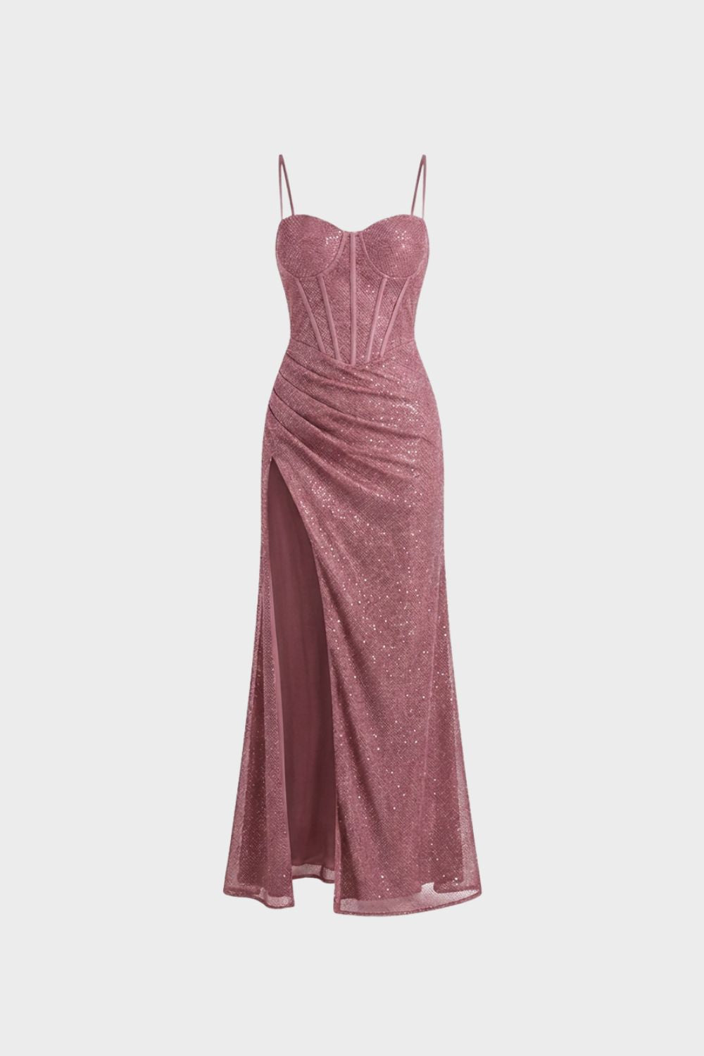 Damen Abendkleid Spaghettiträger Maxilänge – Rückansicht