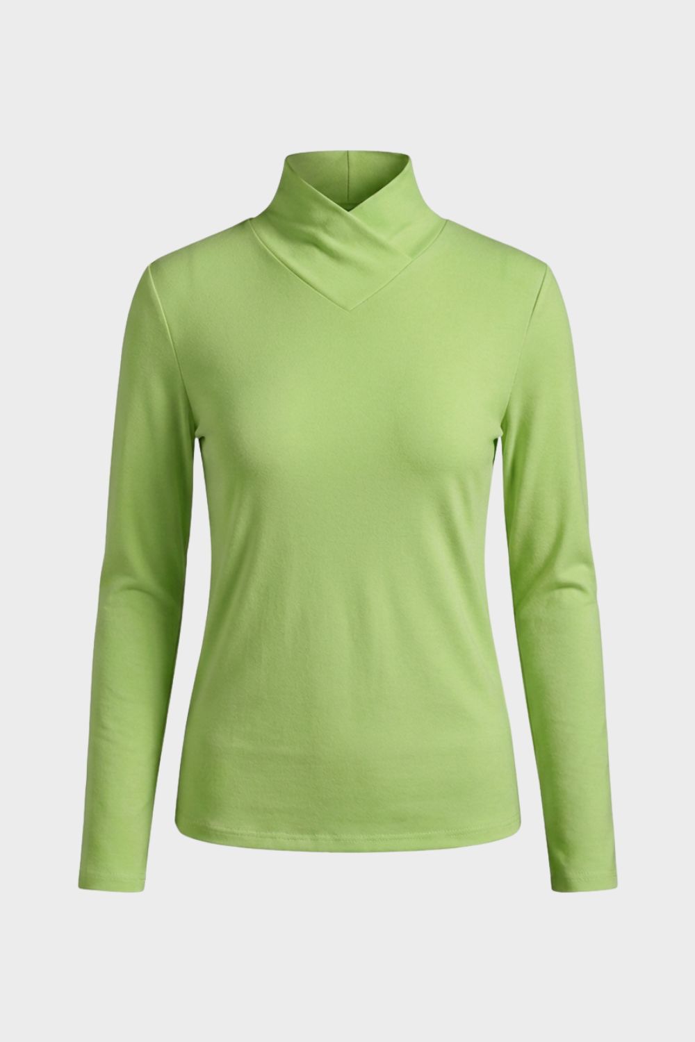 Damen Langarmshirt Stehkragen V-Ausschnitt – Lifestyle-Look