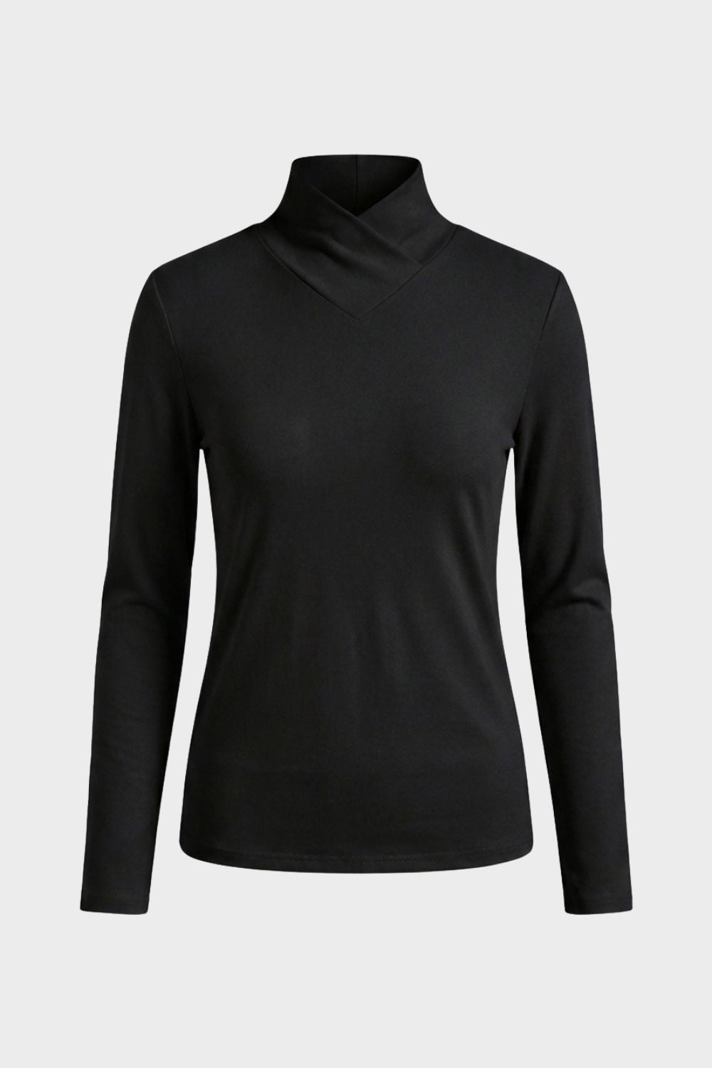 Damen Langarmshirt Stehkragen V-Ausschnitt – Styling-Inspiration