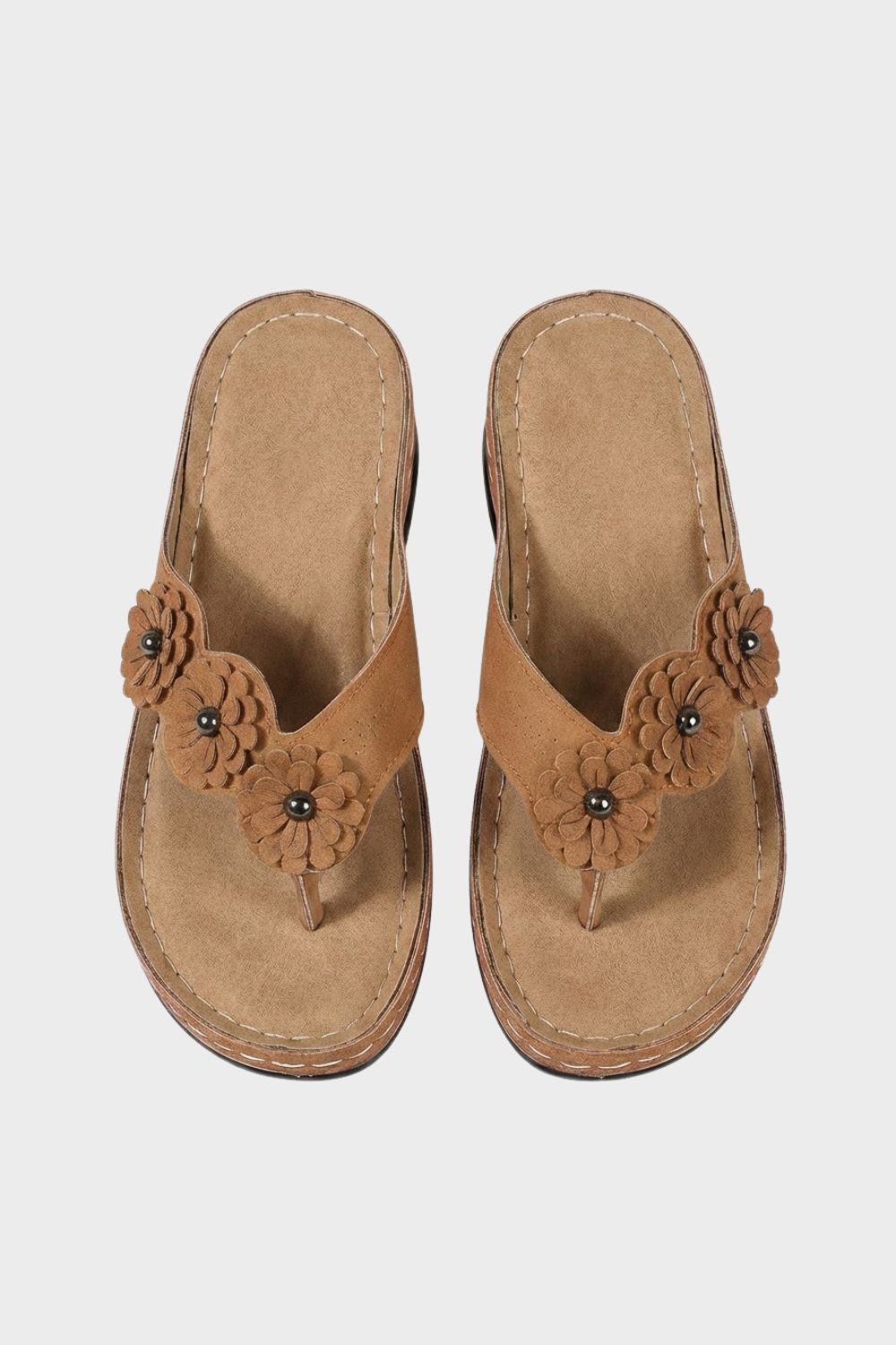 Damen Zehentrenner-Sandalen Blumenapplikation – Sicht von oben