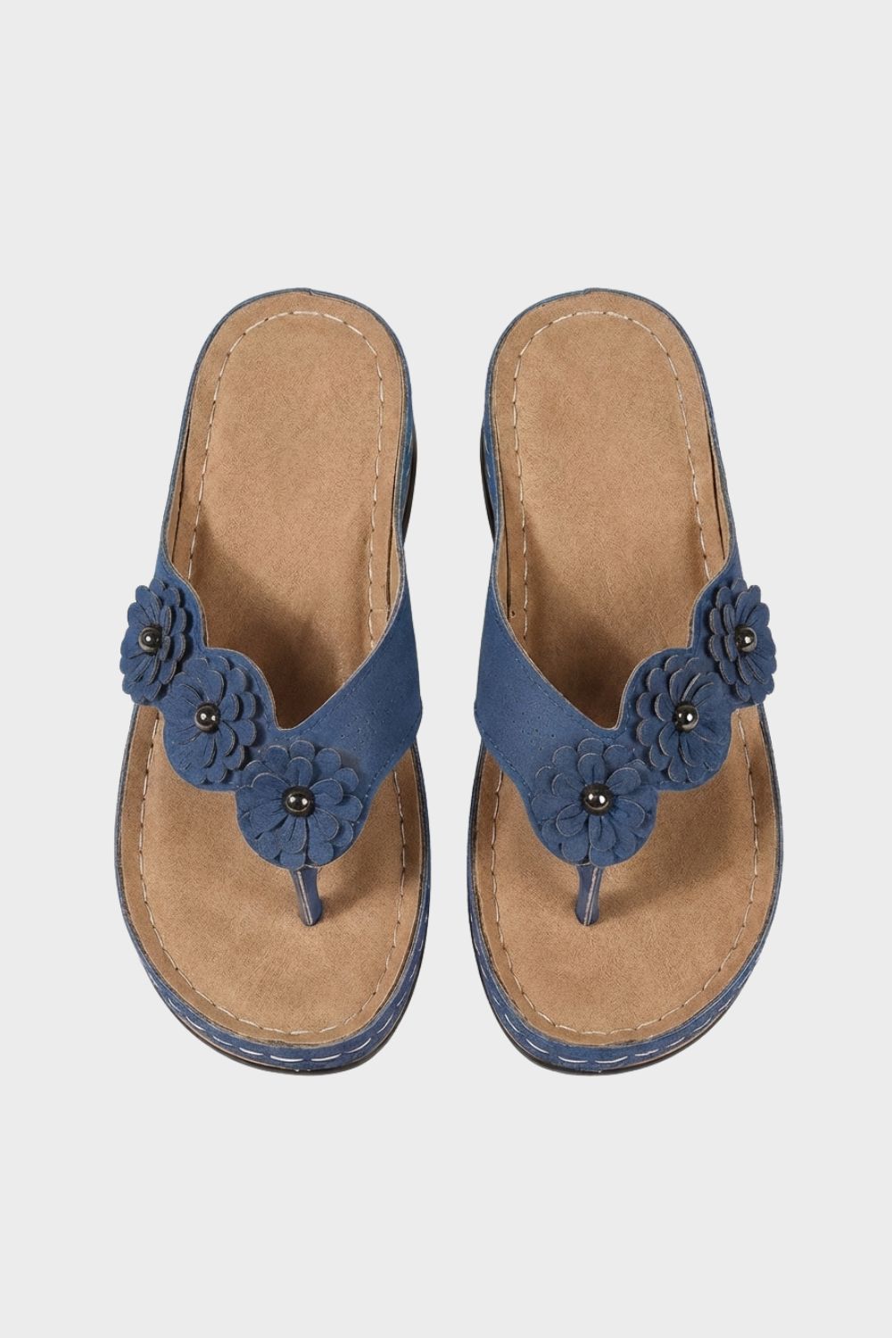 Damen Zehentrenner-Sandalen Blumenapplikation – Material-Detail