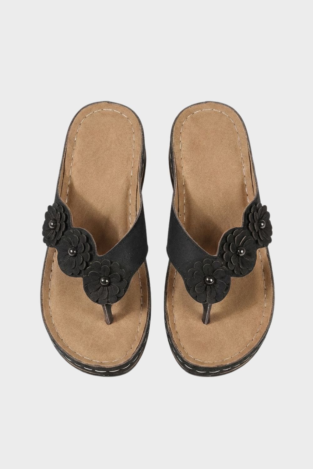 Damen Zehentrenner-Sandalen Blumenapplikation – Lifestyle-Look