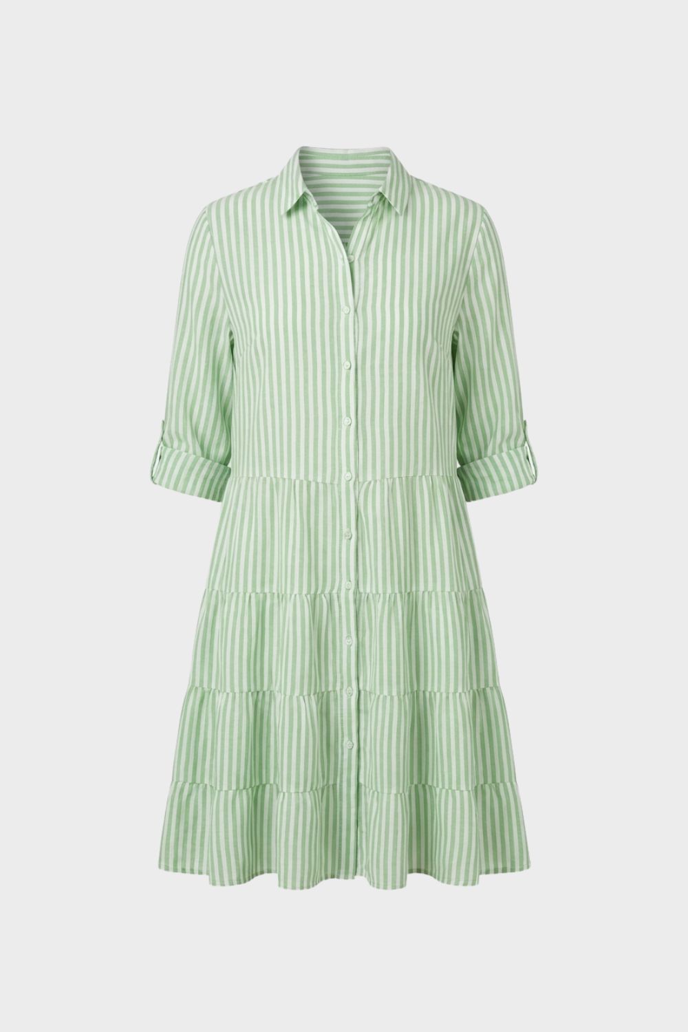 Damen Hemdblusenkleid Streifen Stufenrock – Hauptansicht
