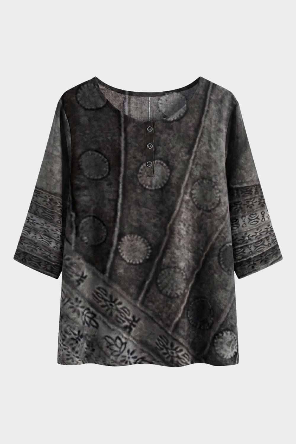 Damen Boho-Bluse Patchwork Rundhals – Farb-Übersicht