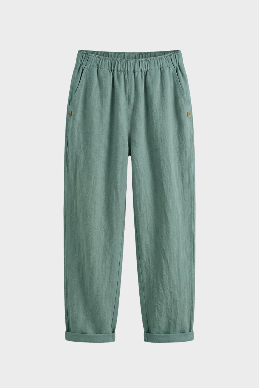 Damen Stoffhose Gummibund gerades Bein – Rückansicht