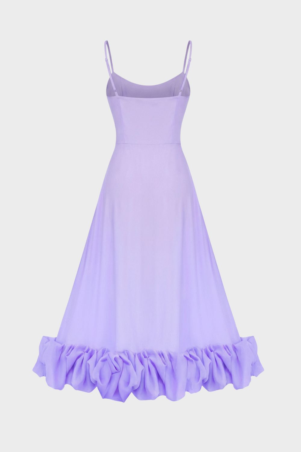 Damen Midikleid Träger Volant – Profil-Ansicht