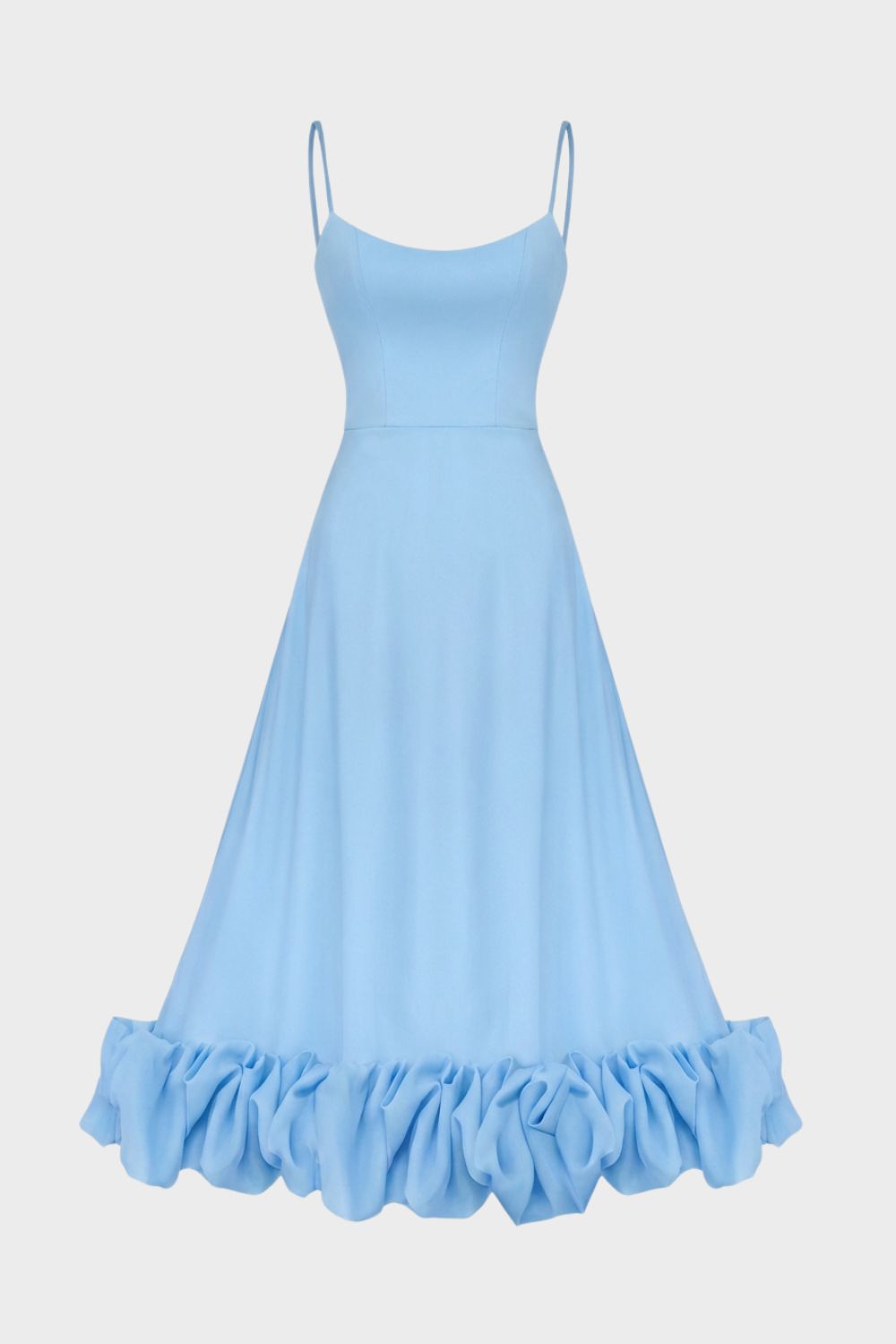 Damen Midikleid Träger Volant – Rückansicht