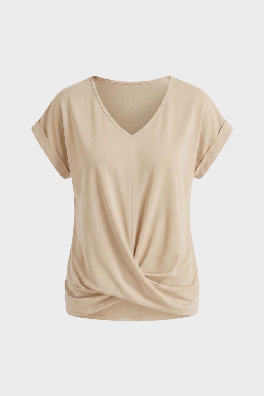 Damen T-Shirt V-Ausschnitt Knoten – Styling-Inspiration