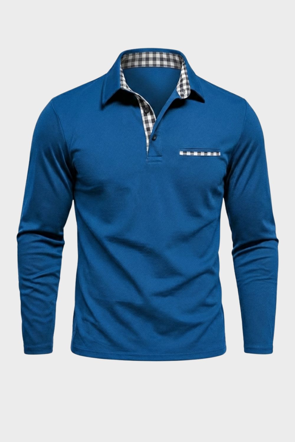 Herren Poloshirt Langarm Brusttasche – Rückansicht